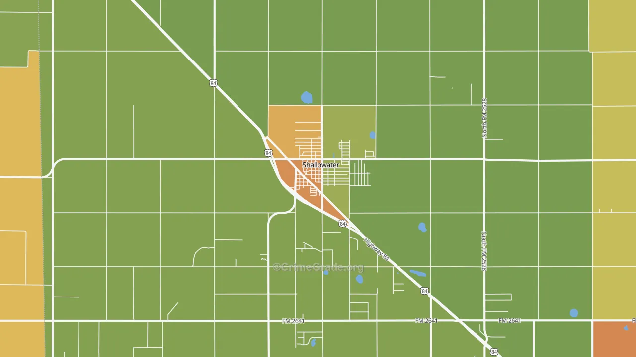 Shallowater, TX Map of Assault Rates