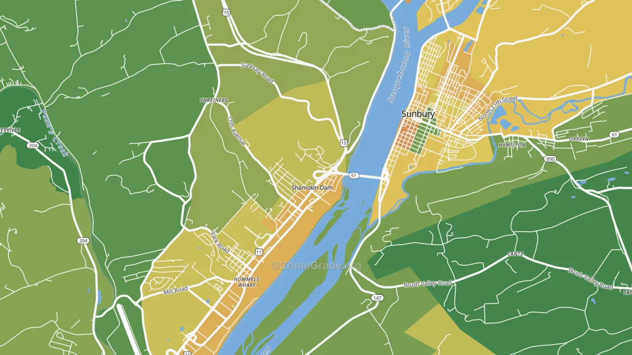 Shamokin Dam, PA Map of Assault Rates