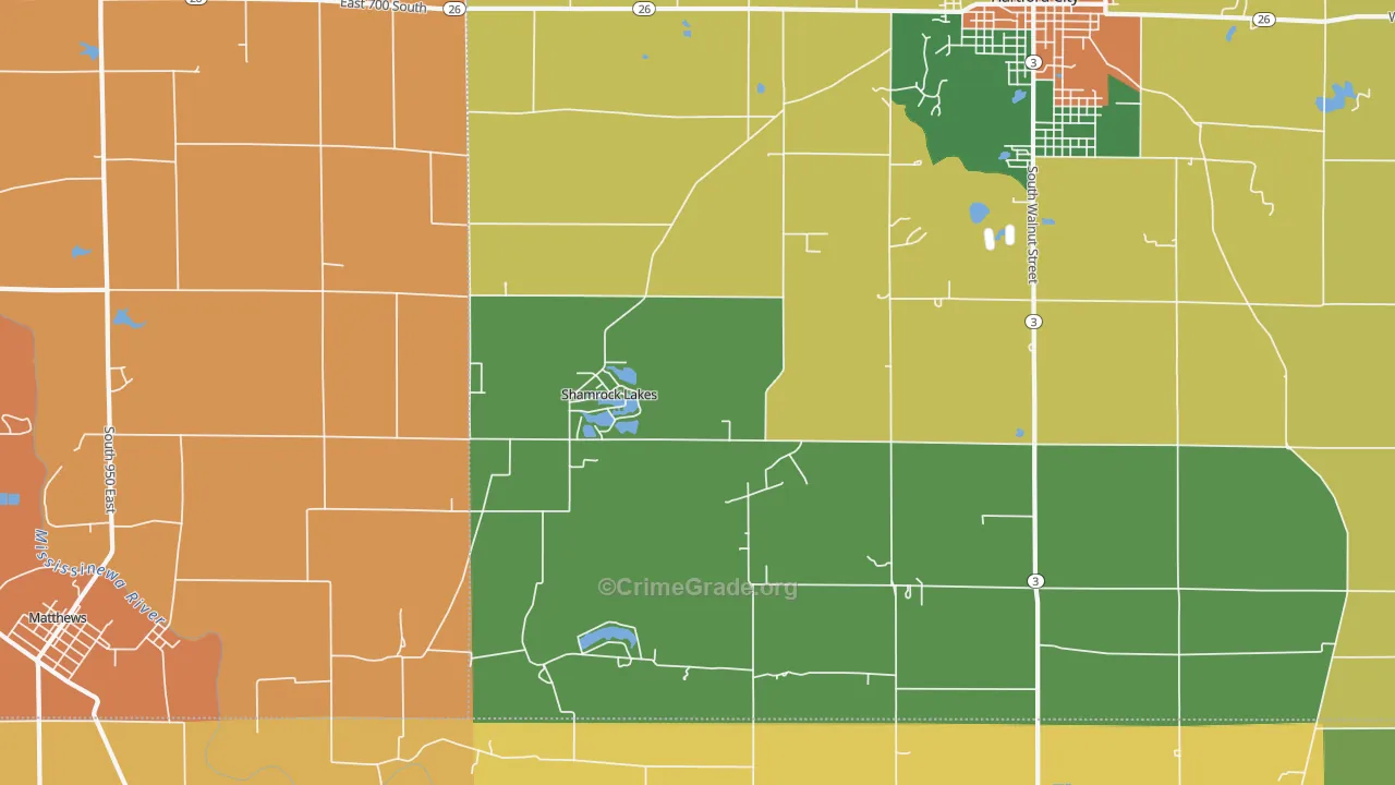 Shamrock Lakes, IN Map of Assault Rates