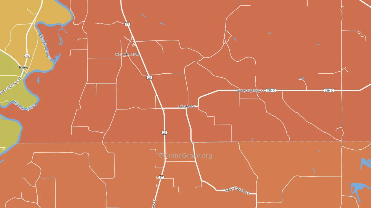 Shamrock, WI Map of Assault Rates