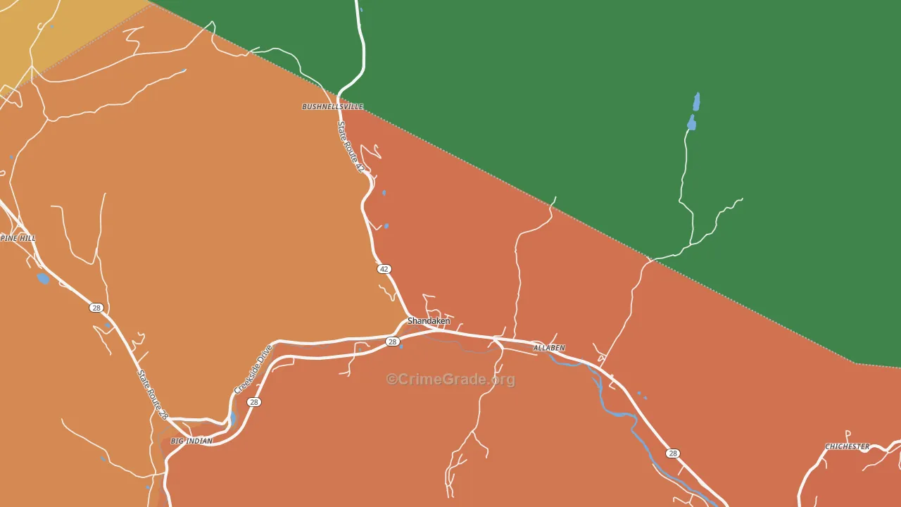 Shandaken, NY Map of Assault Rates