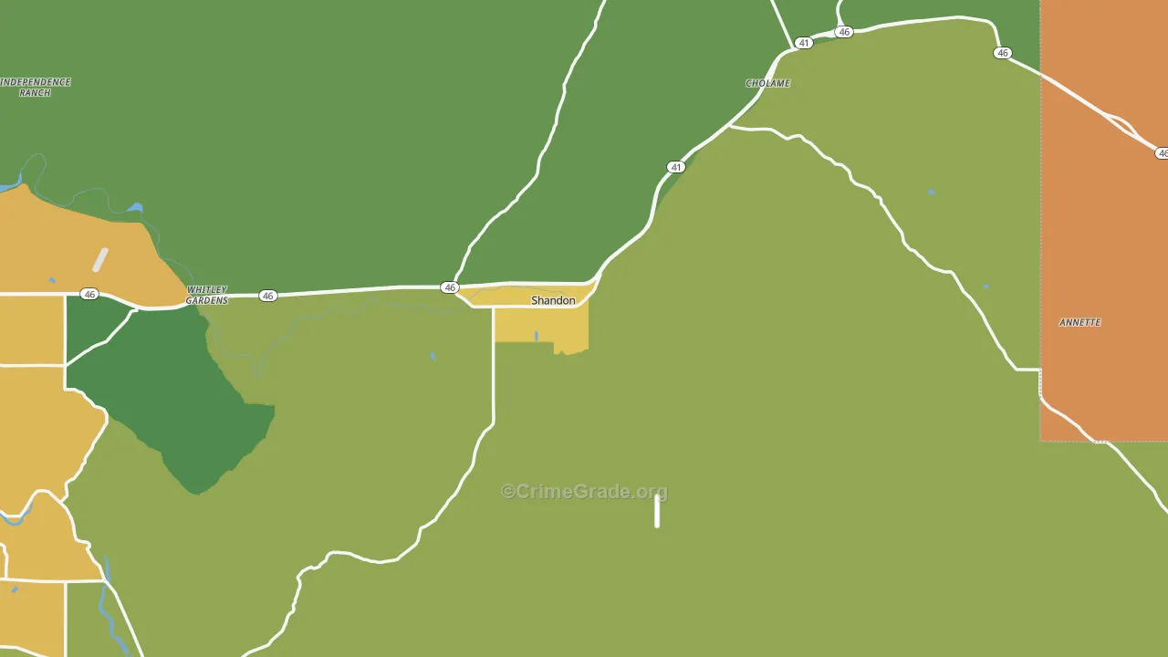 Shandon, CA Map of Assault Rates