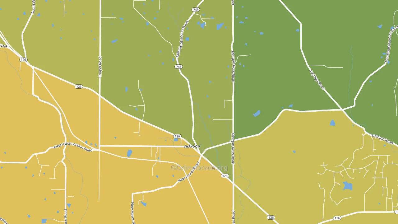 Shandon, OH Map of Assault Rates