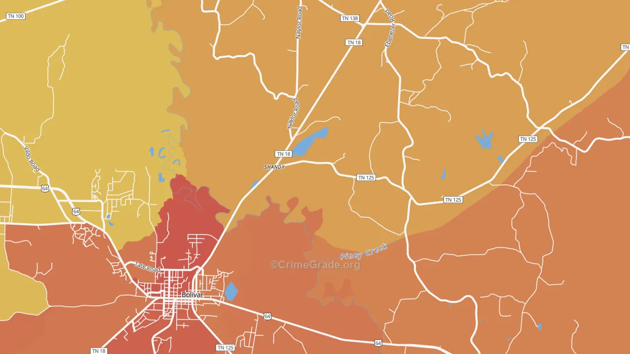Shandy, TN Map of Assault Rates