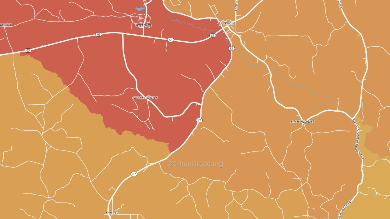 Shanklerville, TX Map of Assault Rates