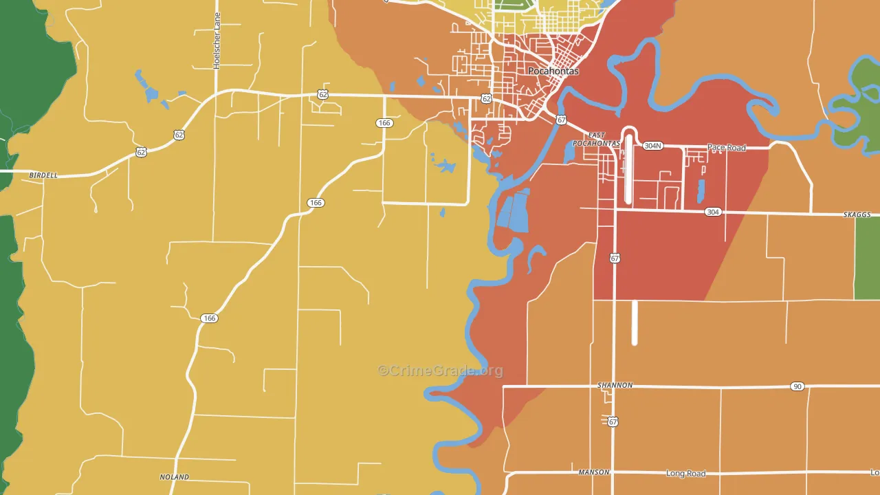 Shannon, AR Map of Assault Rates