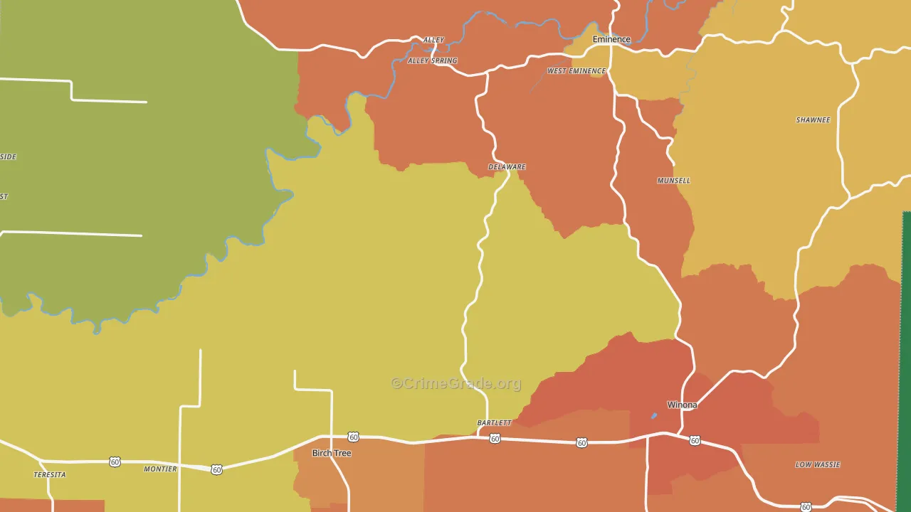 Shannon County, MO Map of Assault Rates
