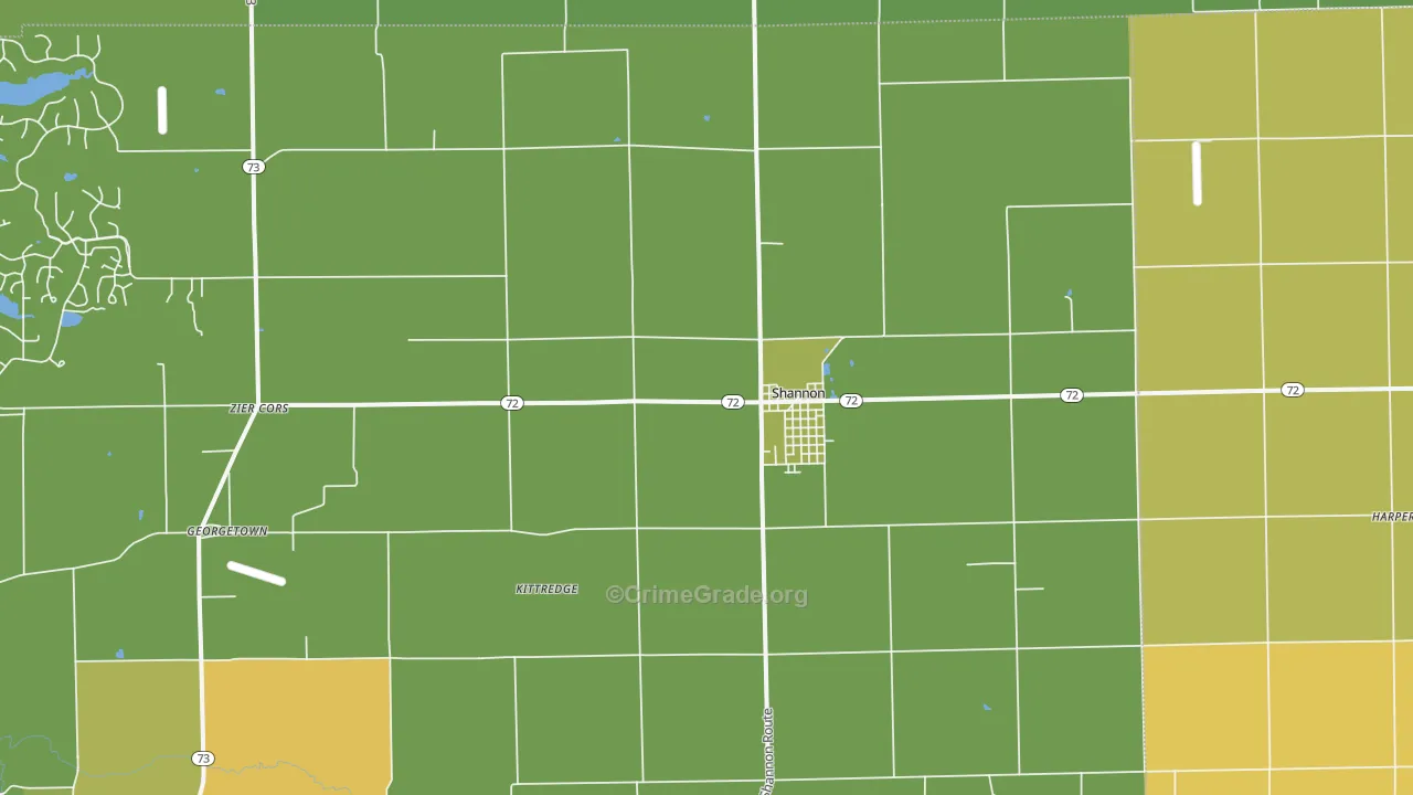 Shannon, IL Map of Assault Rates