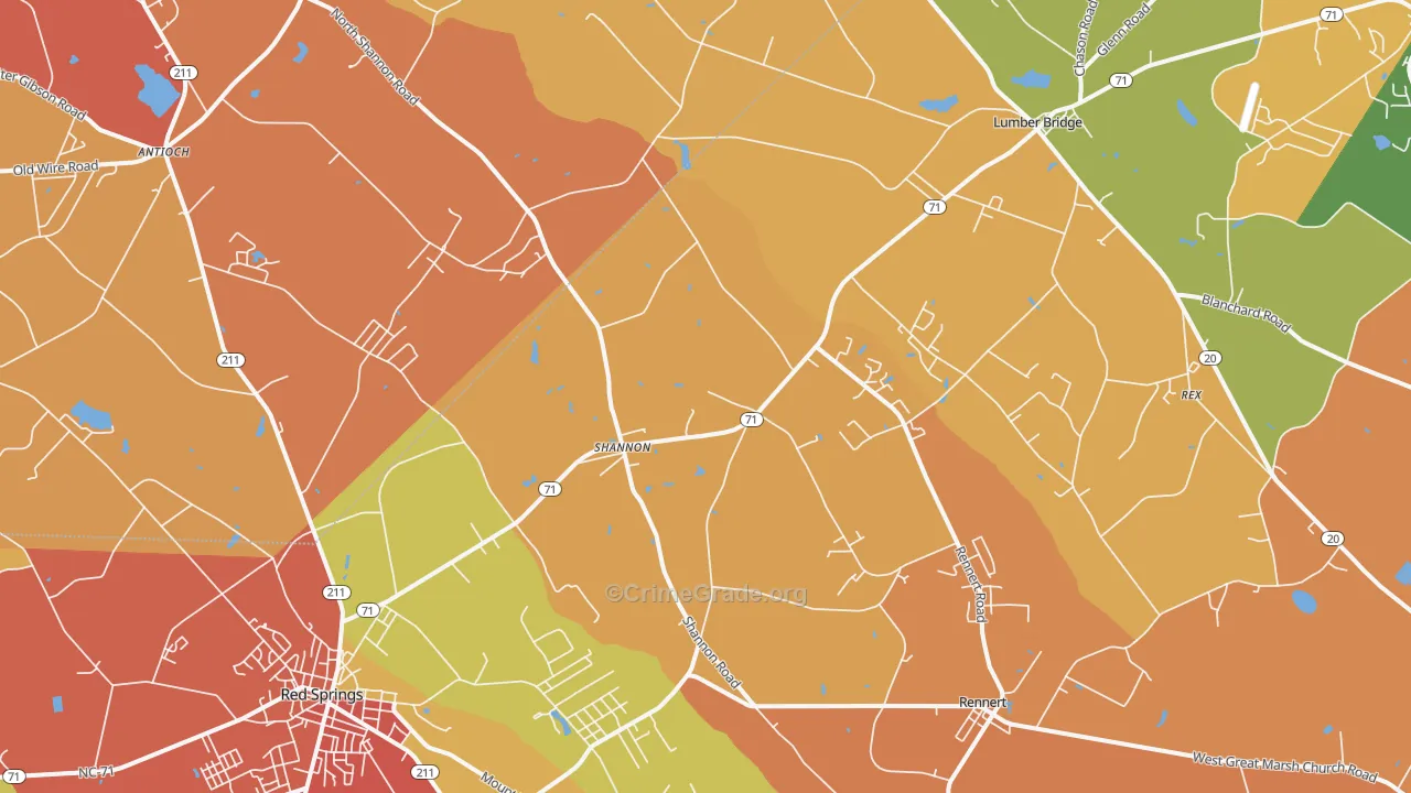 Shannon, NC Map of Assault Rates