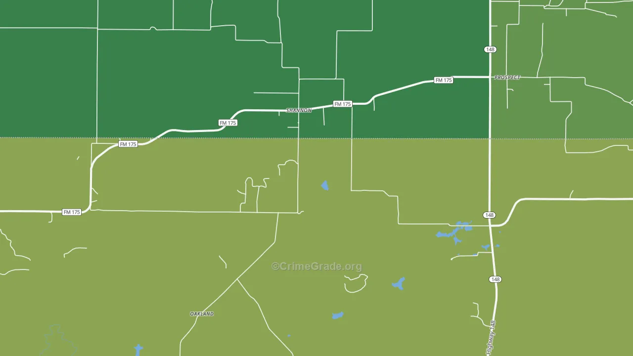 Shannon, TX Map of Assault Rates