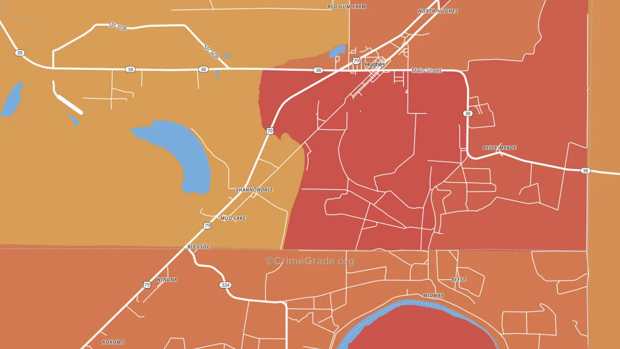 Shannondale, AR Map of Assault Rates