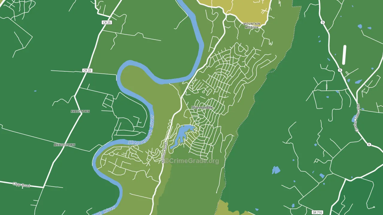 Shannondale, WV Map of Assault Rates