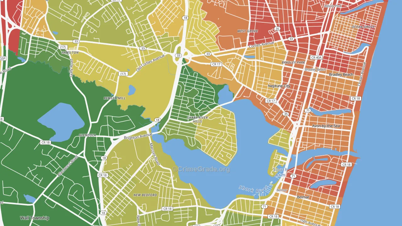 Shark River Hills, NJ Map of Assault Rates