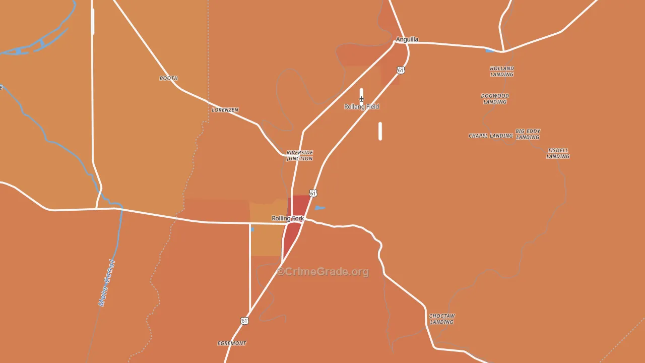 Sharkey County, MS Map of Assault Rates