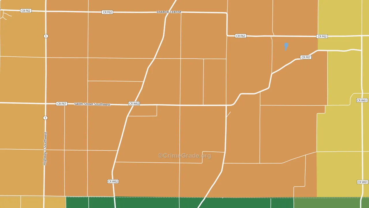 Sharon Center, IA Map of Assault Rates