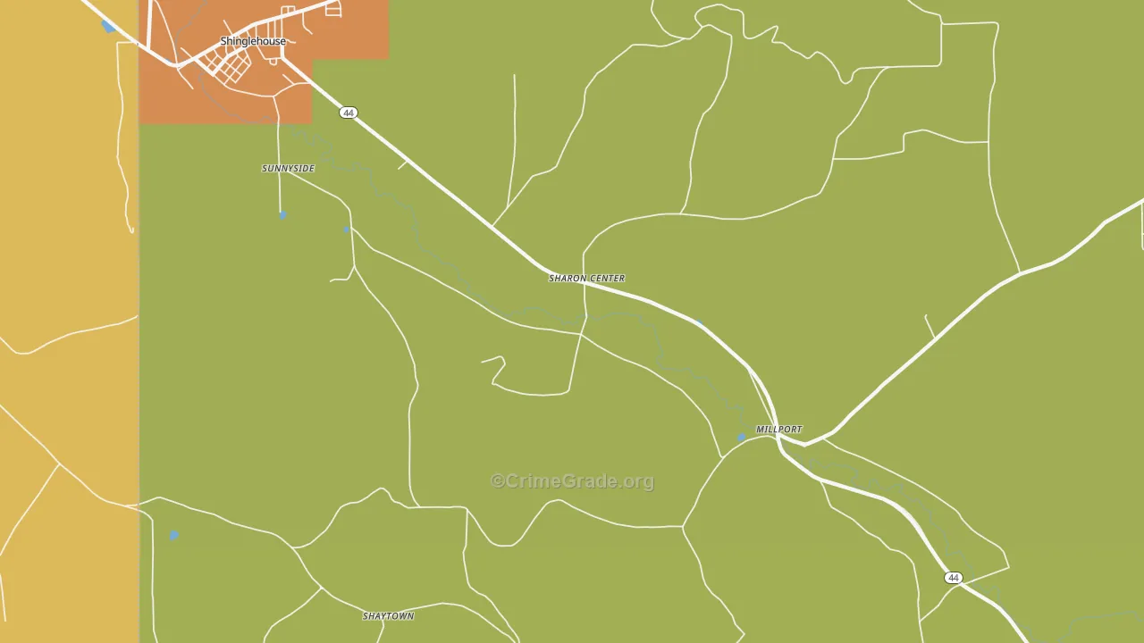 Sharon Center, PA Map of Assault Rates
