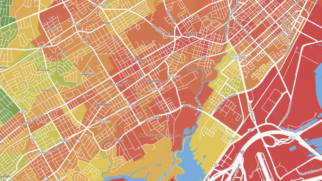 Sharon Hill, PA Map of Assault Rates
