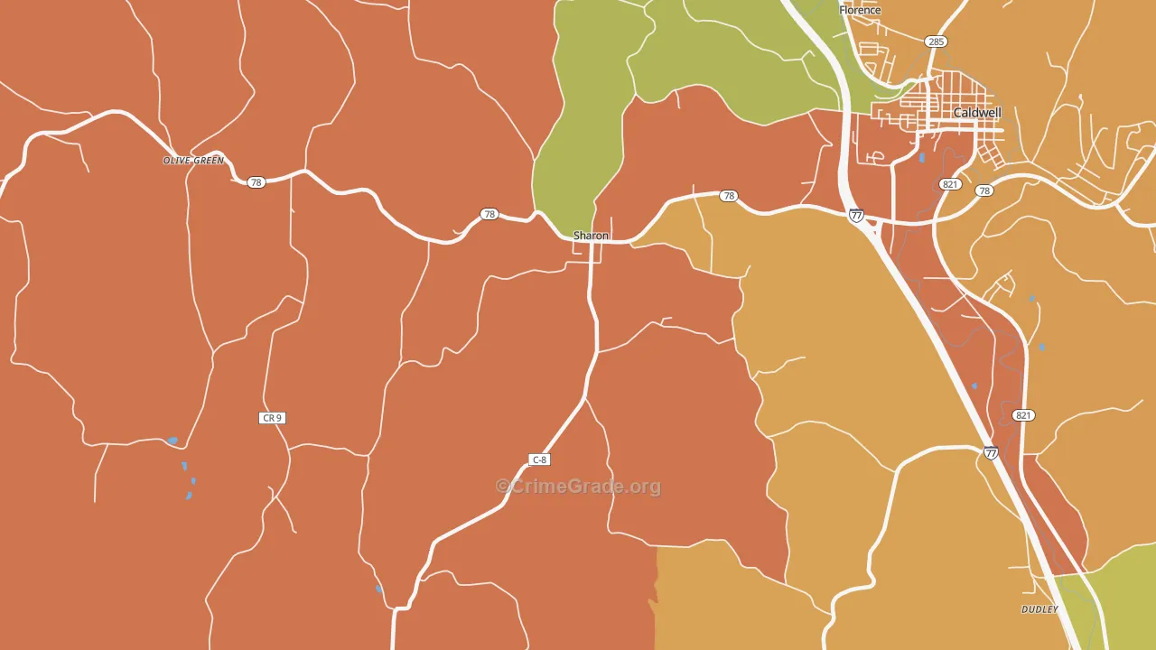 Sharon, OH Map of Assault Rates