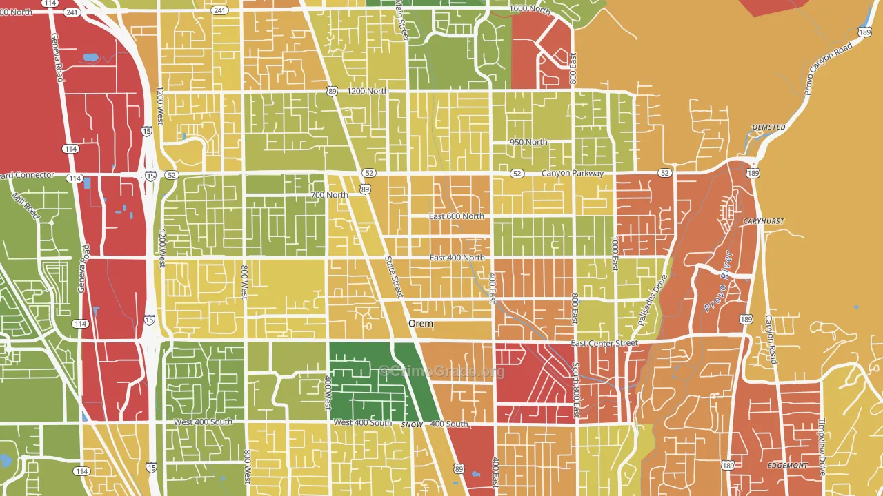 Sharon, Orem, UT Map of Assault Rates