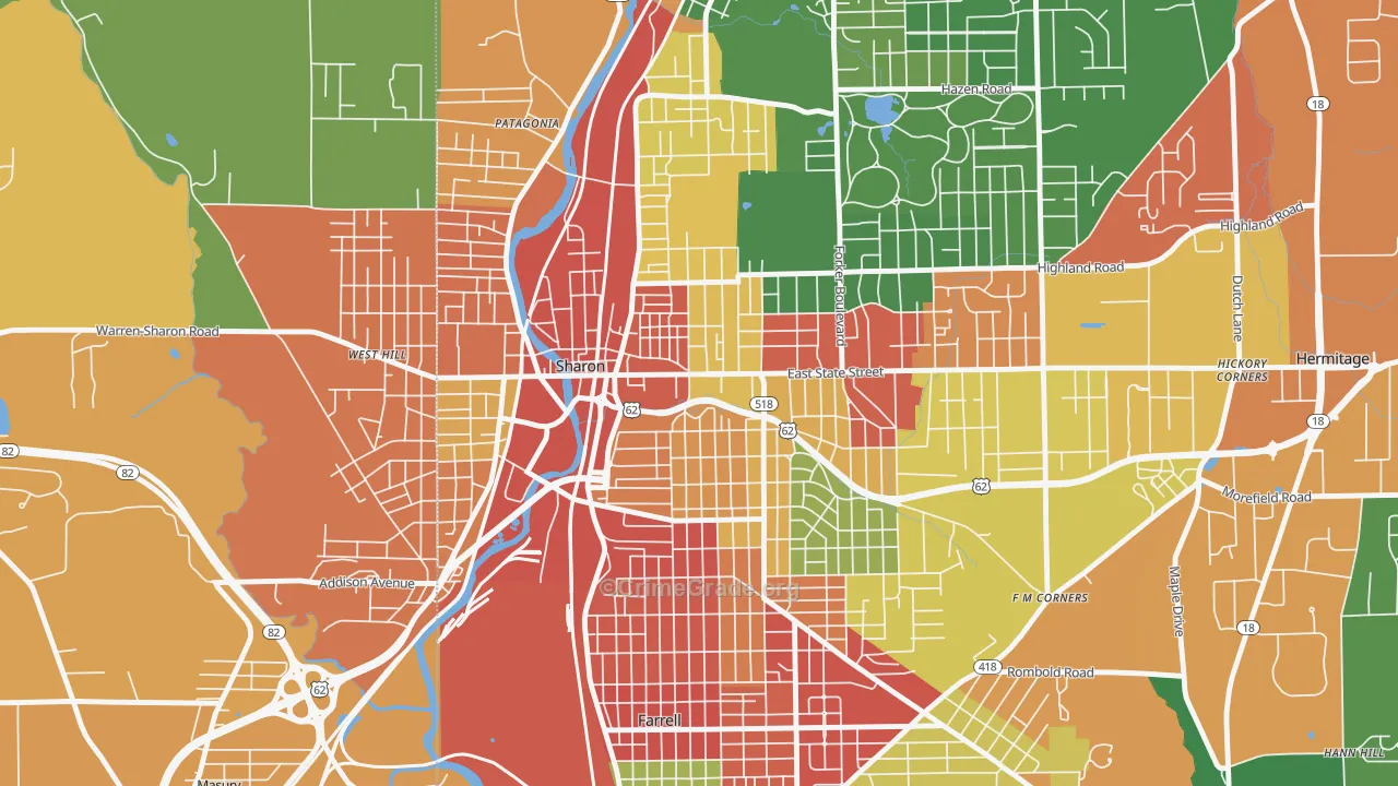 Sharon, PA Map of Assault Rates