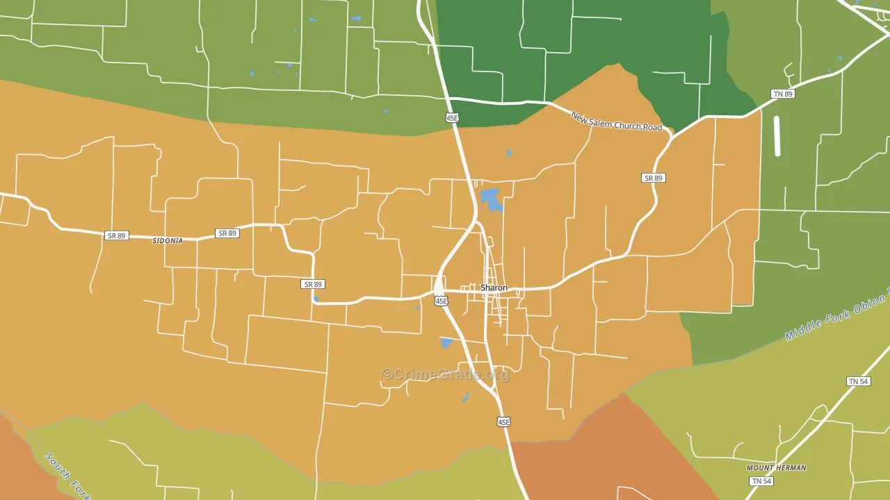 Sharon, TN Map of Assault Rates
