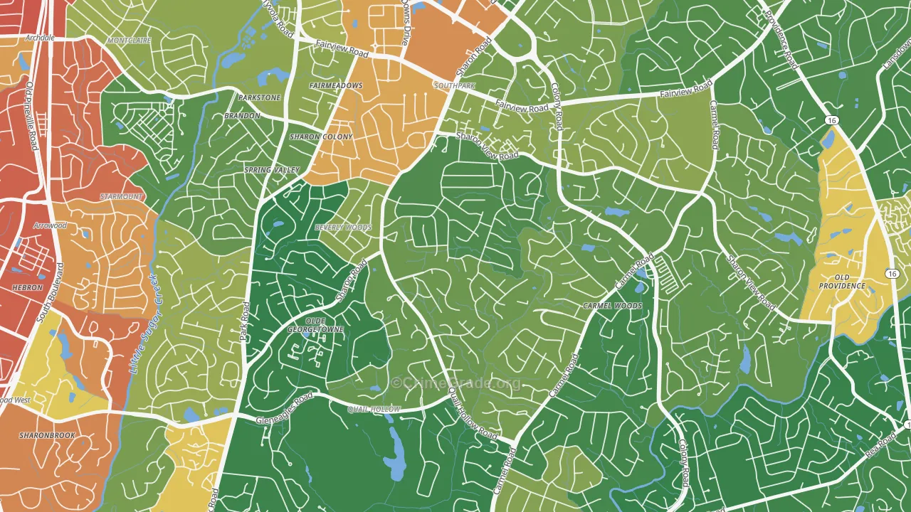 Sharon Woods, Charlotte, NC Map of Assault Rates