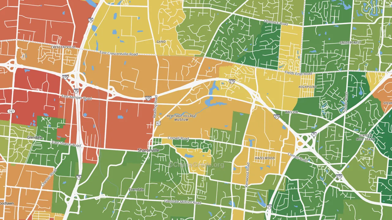 Sharonville, OH Map of Assault Rates