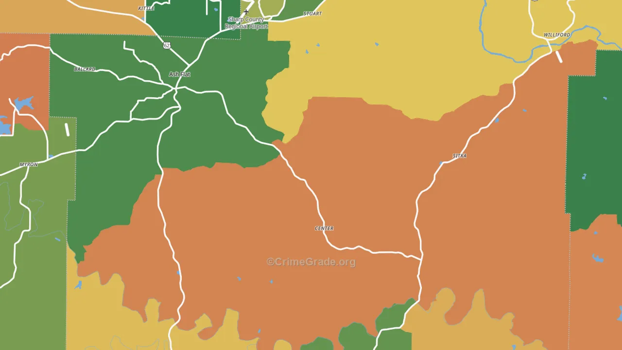 Sharp County, AR Map of Assault Rates