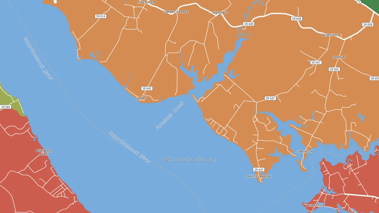 Sharps, VA Map of Assault Rates