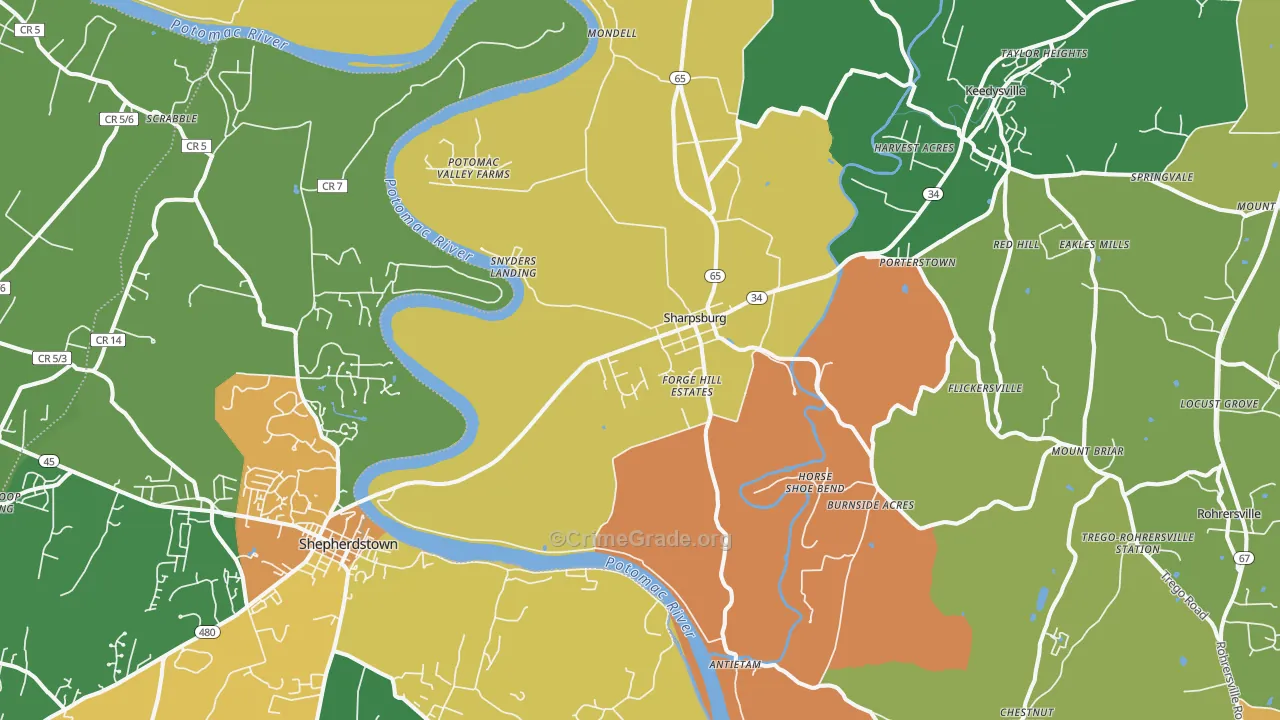Sharpsburg, MD Map of Assault Rates