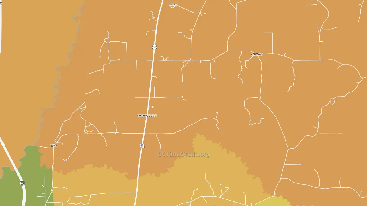 Sharpsburg, MS Map of Assault Rates