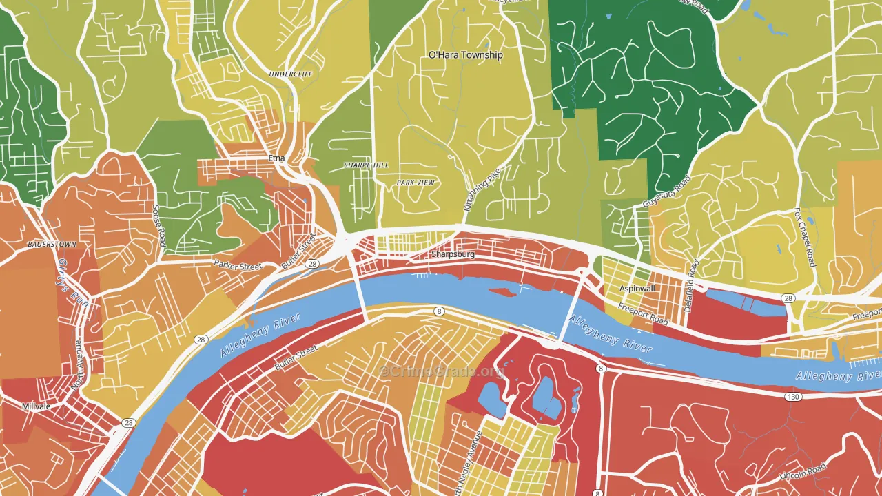 Sharpsburg, PA Map of Assault Rates