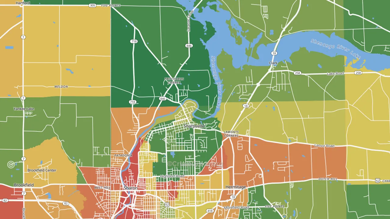 Sharpsville, PA Map of Assault Rates