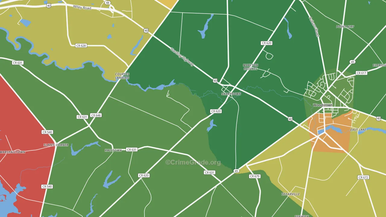 Sharptown, NJ Map of Assault Rates