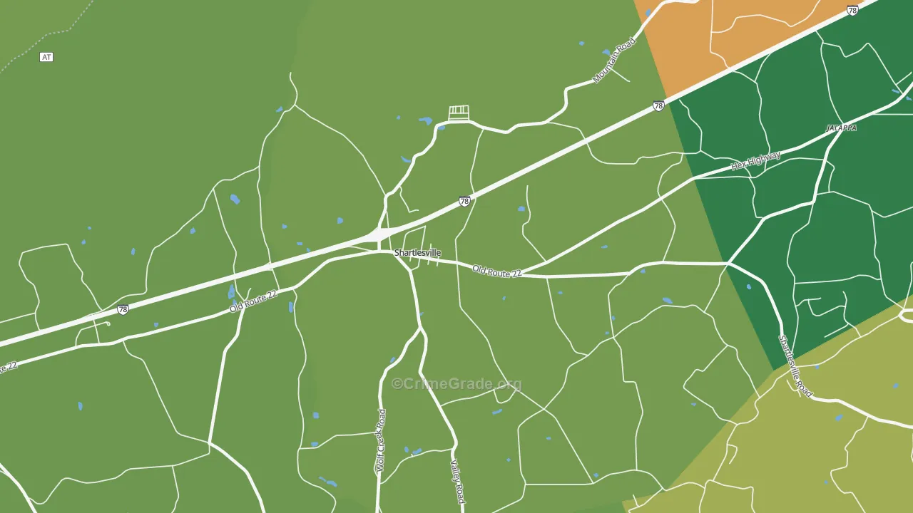 Shartlesville, PA Map of Assault Rates