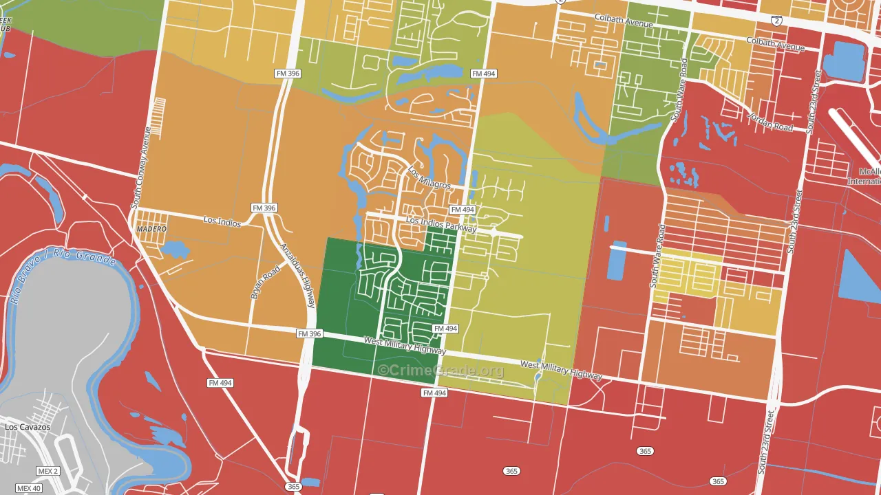 Sharyland Plantation, Mission, TX Map of Assault Rates