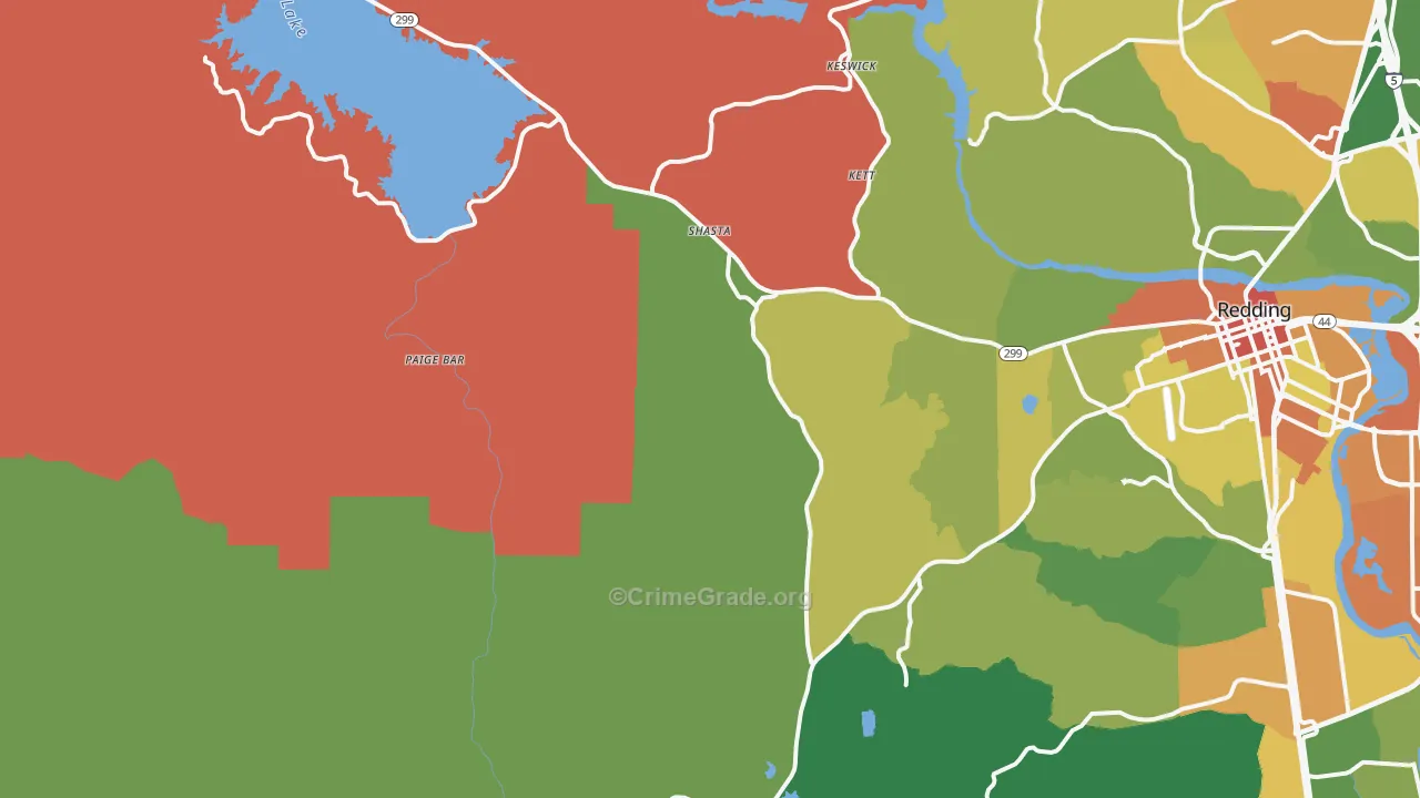 Shasta, CA Map of Assault Rates