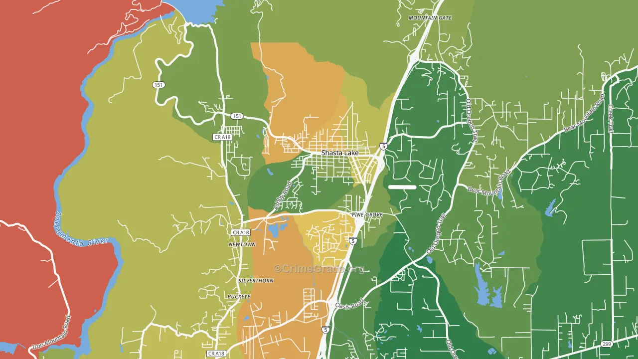 Shasta Lake, CA Map of Assault Rates