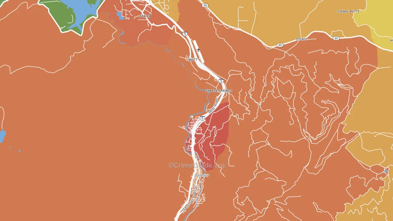 Shasta Retreat, CA Map of Assault Rates