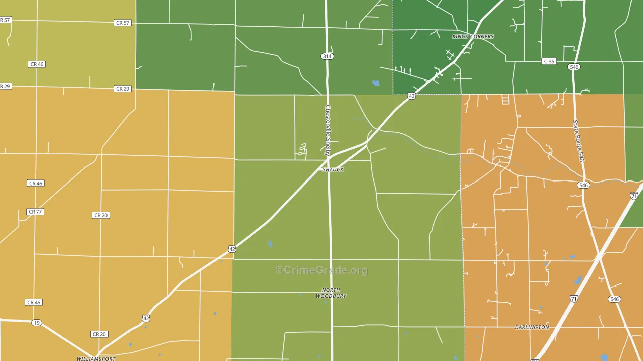 Shauck, OH Map of Assault Rates