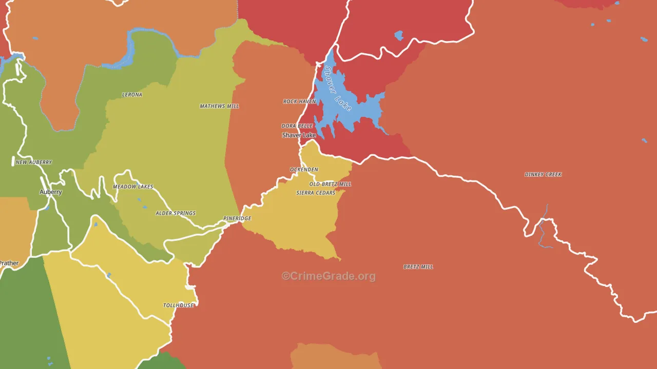 Shaver Lake, CA Map of Assault Rates