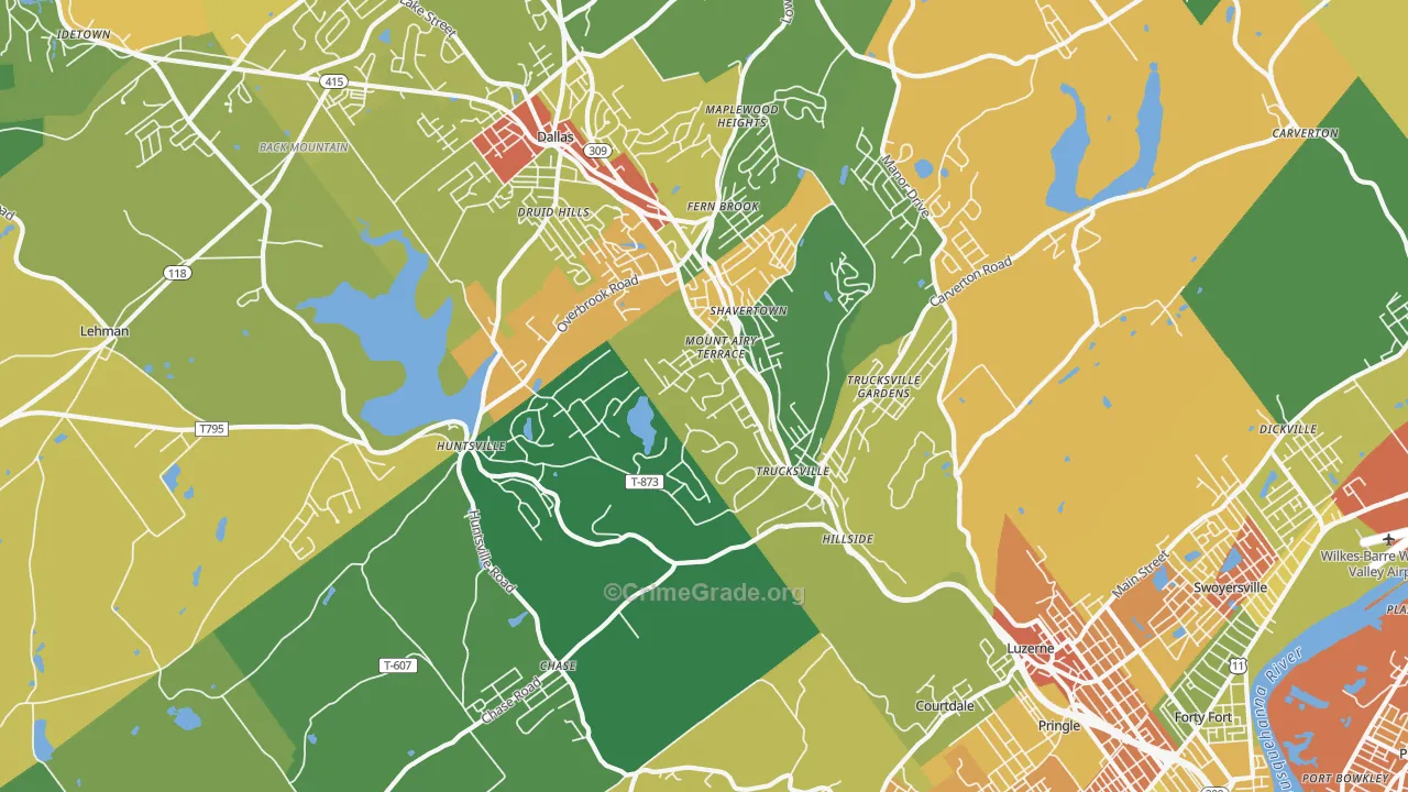 Shavertown, PA Map of Assault Rates