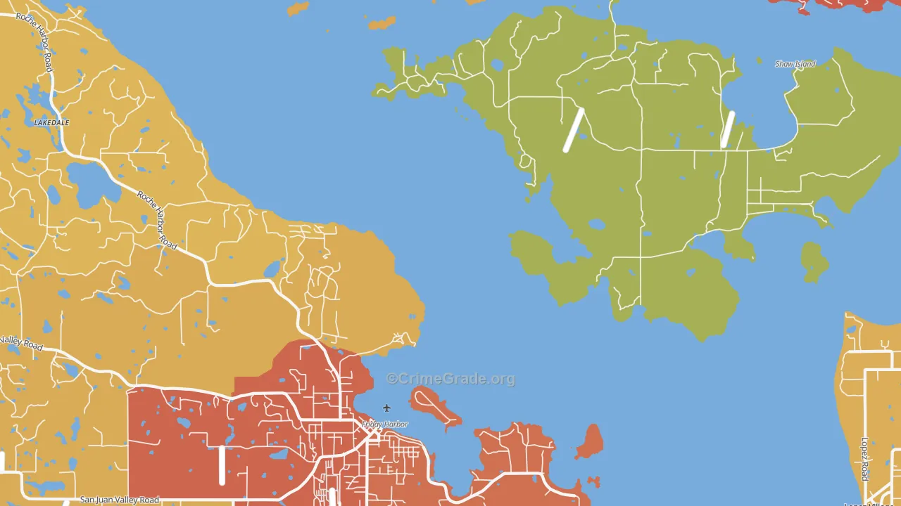 Shaw Island, WA Map of Assault Rates