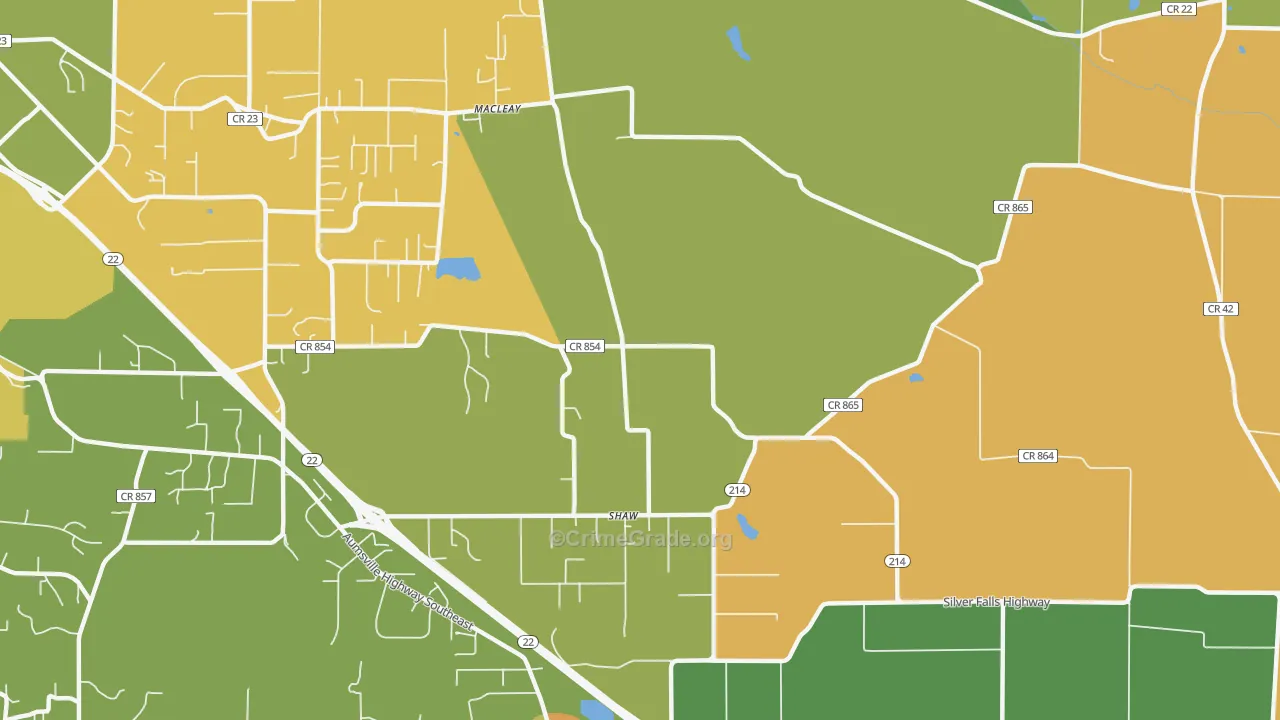 Shaw, OR Map of Assault Rates