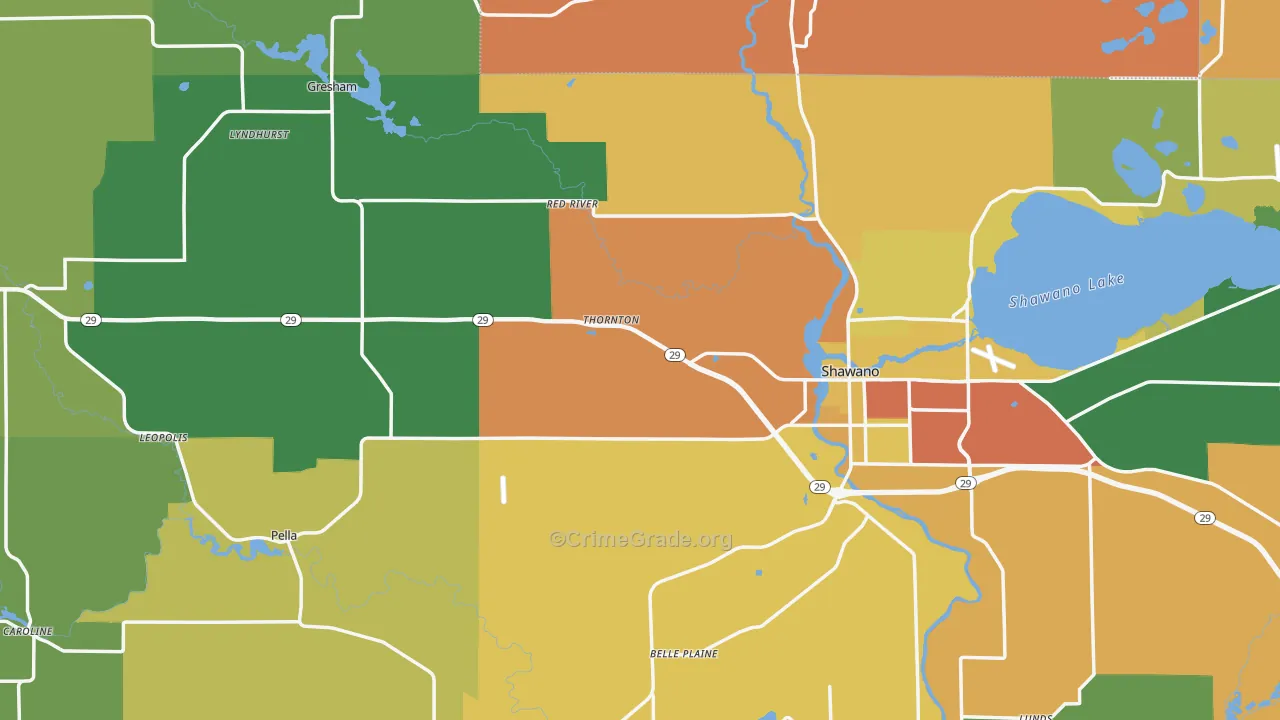 Shawano County, WI Map of Assault Rates