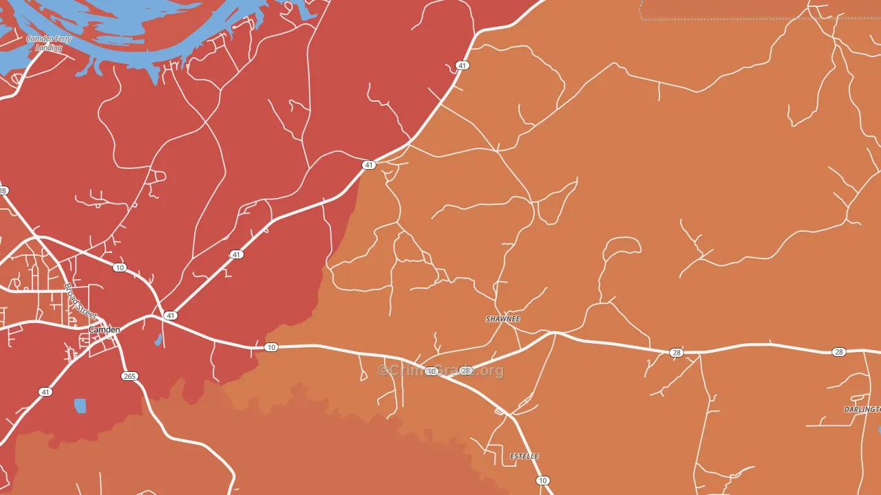Shawnee, AL Map of Assault Rates