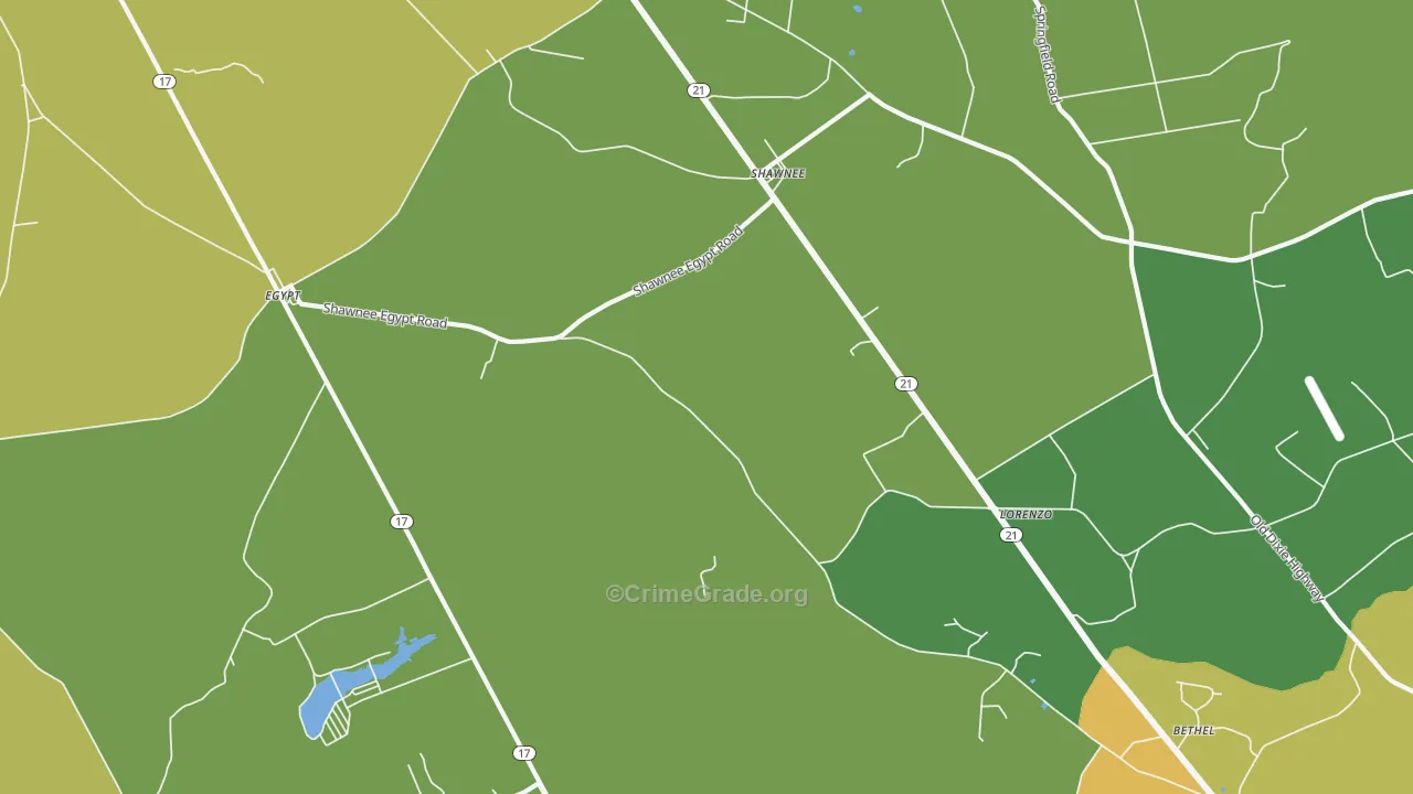 Shawnee, GA Map of Assault Rates