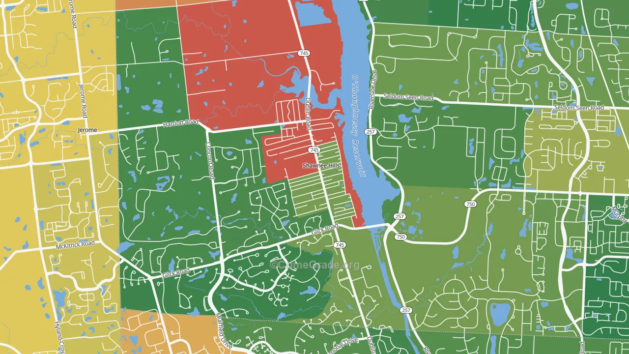 Shawnee Hills, OH Map of Assault Rates