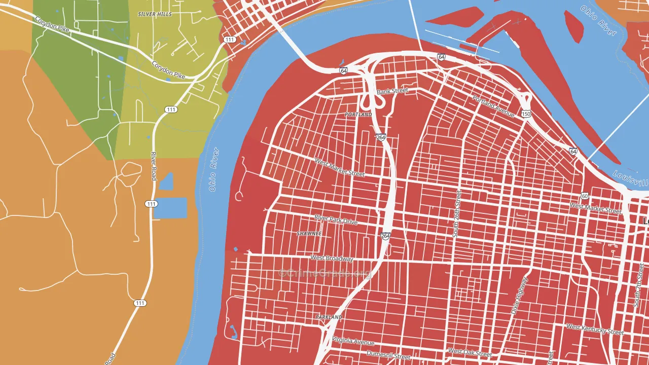 Shawnee, Louisville, KY Map of Assault Rates