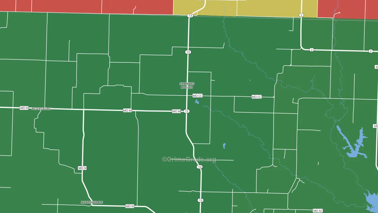 Shawnee Mound, MO Map of Assault Rates